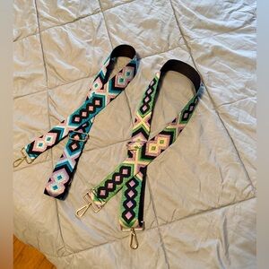 Set of Two Geometric Patterned Bag Straps - Multicolor